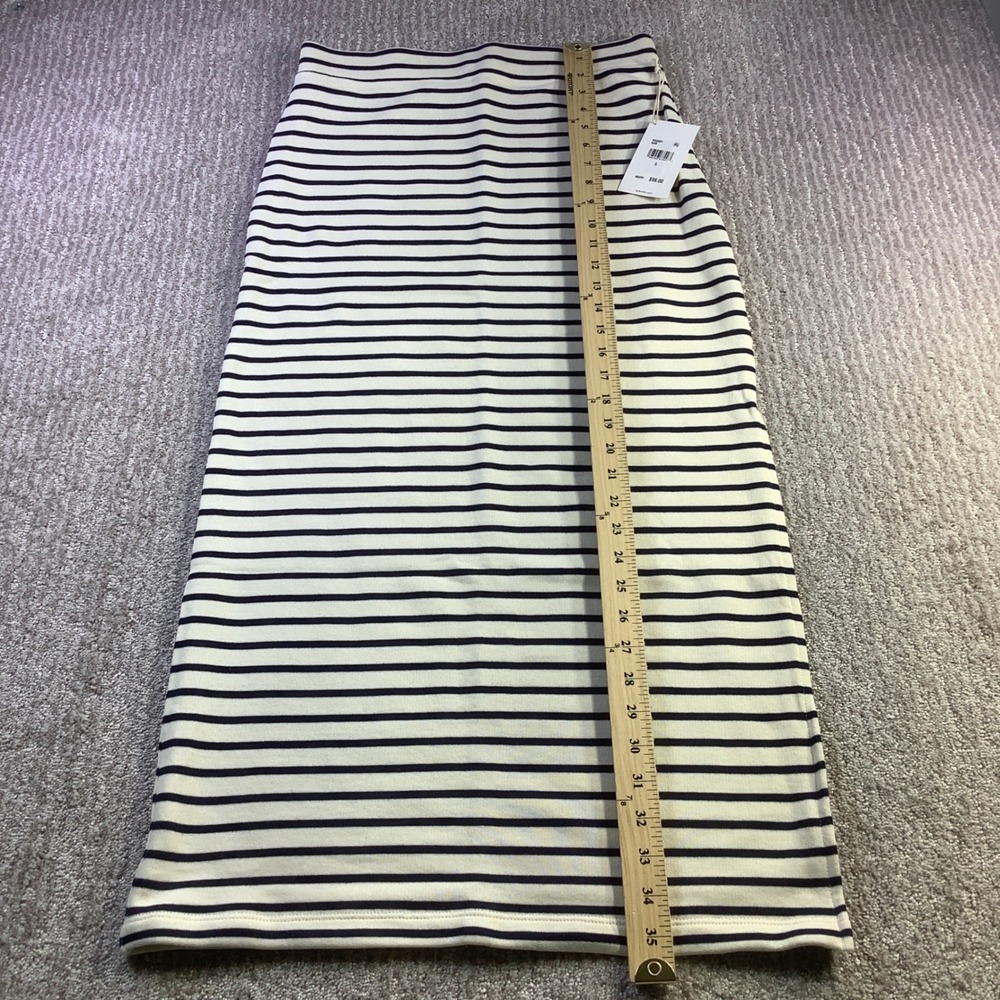 Splendid Womens Striped Knit Maxi Skirt Navy Cream Side Slit Size Small NWT - Picture 11 of 11